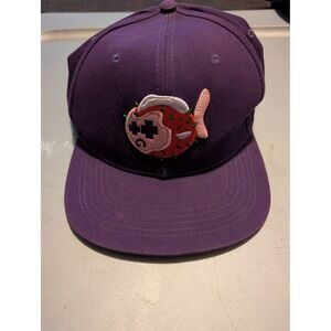 Pink Dolphin Purple Embroidered blowFish Snapback Hat Adjustable Leather Strap